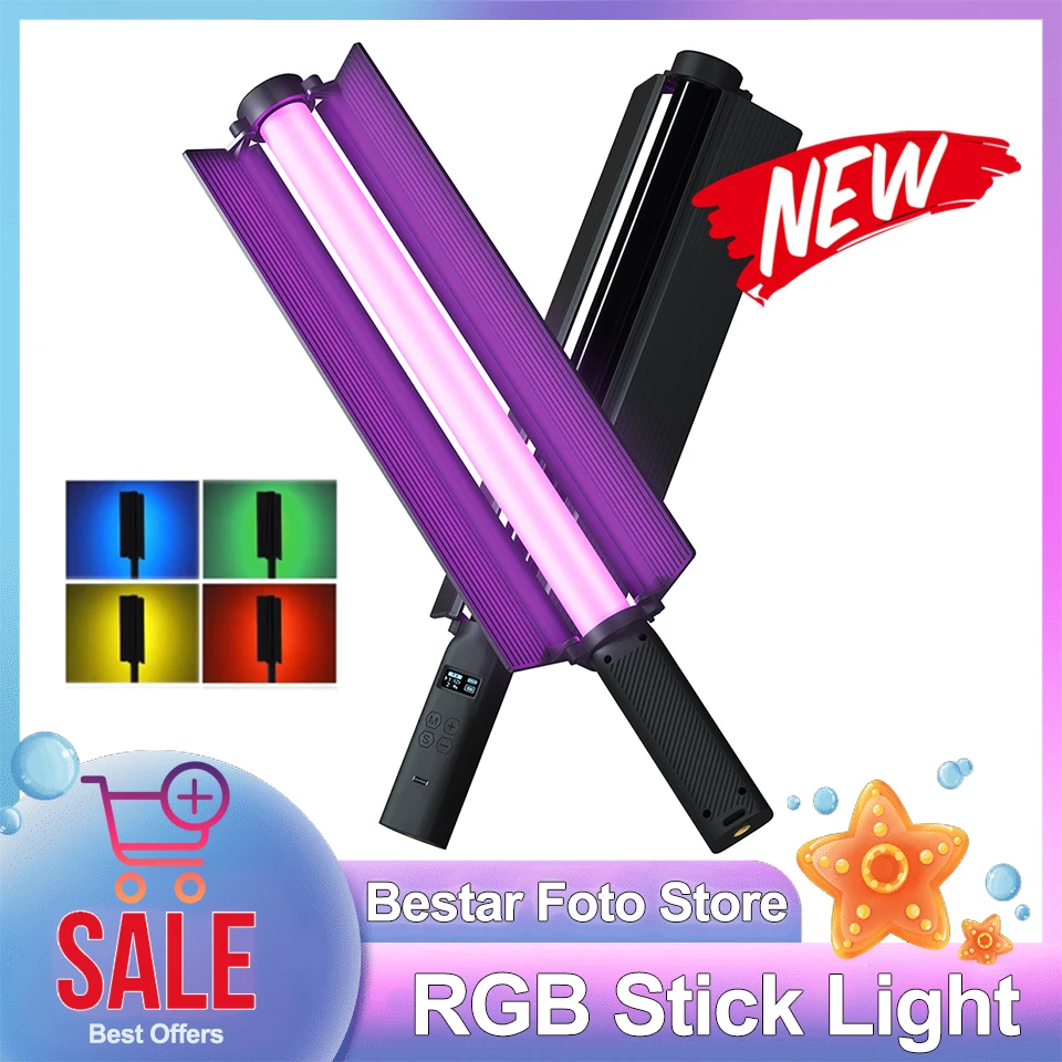 

7.5W Full Color RGB Fill-in Stick Light for Photography with 2500K-9000K Color Temperature CRI 96 TLCI 98 Weight 326g