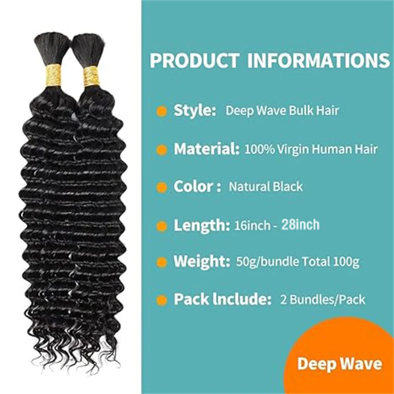 CUBIC Water Wave Bulk Human Hair Braiding YMS Wholesale Curly Boho Knotless Braids Human Hair Bulk Extensions No Weft 100g/2pcs