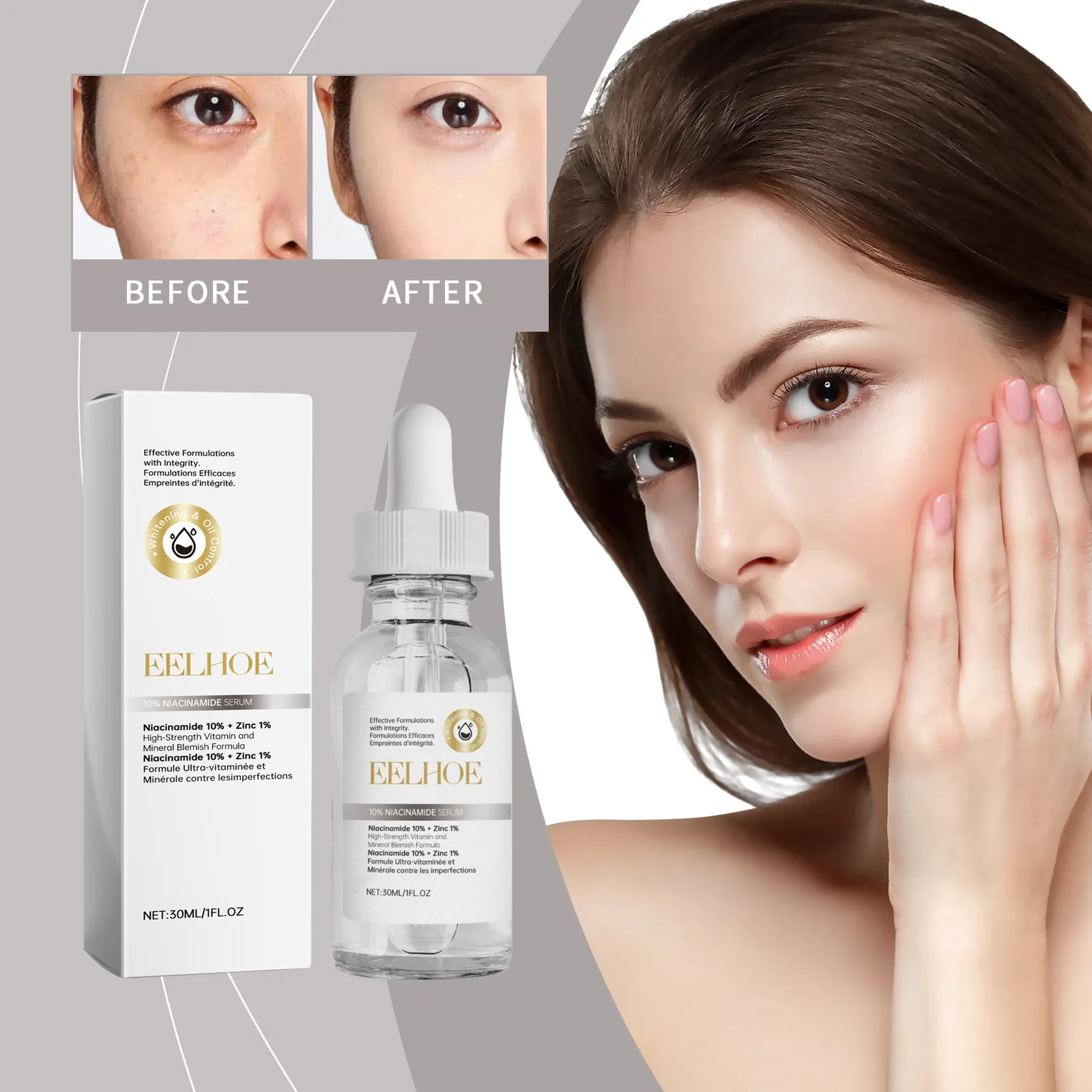 Niacinamide 10% + Zinc 1% Face Serum Deep Nourishing Long Lasting Moisturizing Smooth Firming Skin Repair Essence Skincare 30ml