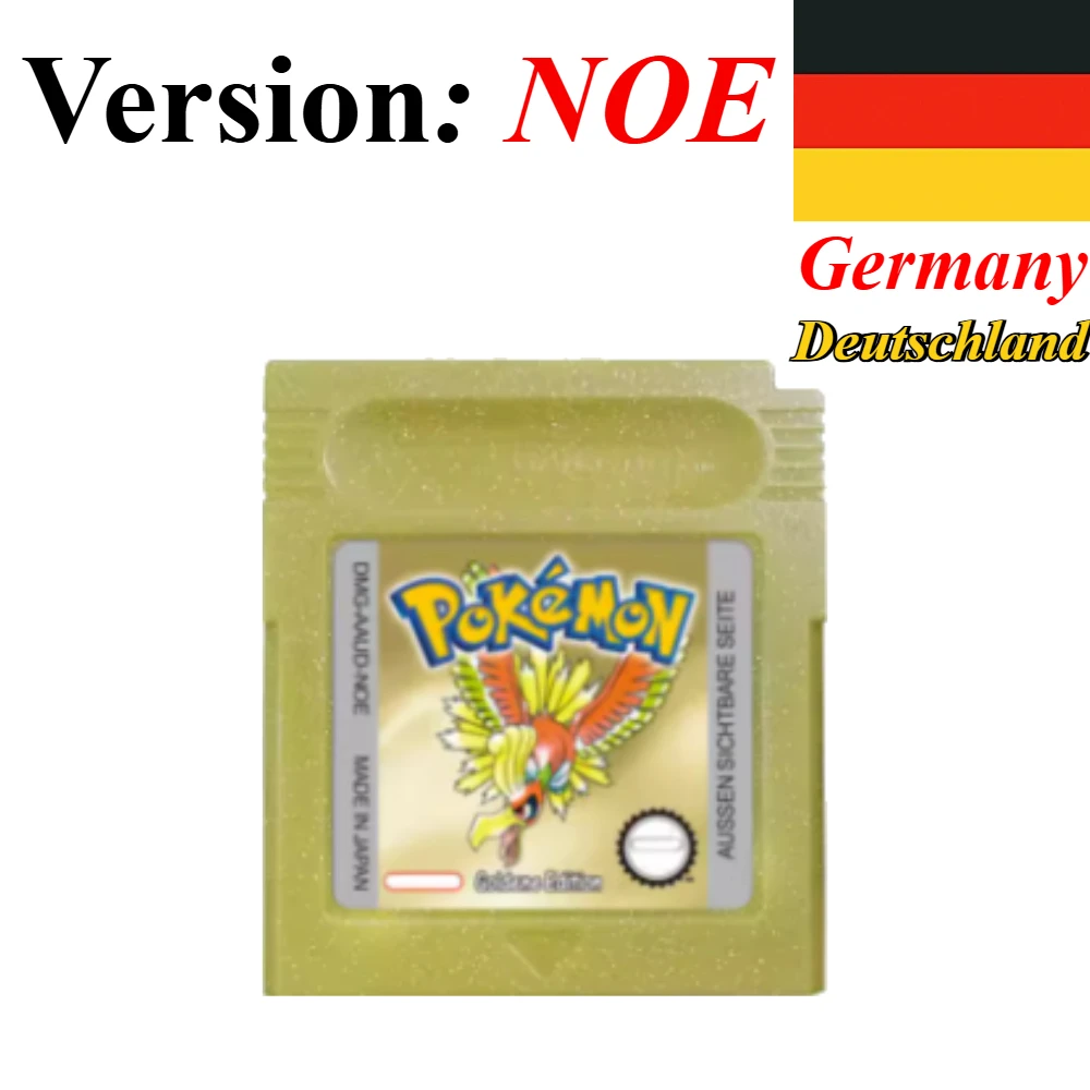 7 Pokémon 16-Bit GBC Spielmodule in Rot, Blau, Grün, Gold, Silber, Kristall, Französische/Spanische/Deutsche/Englische Version