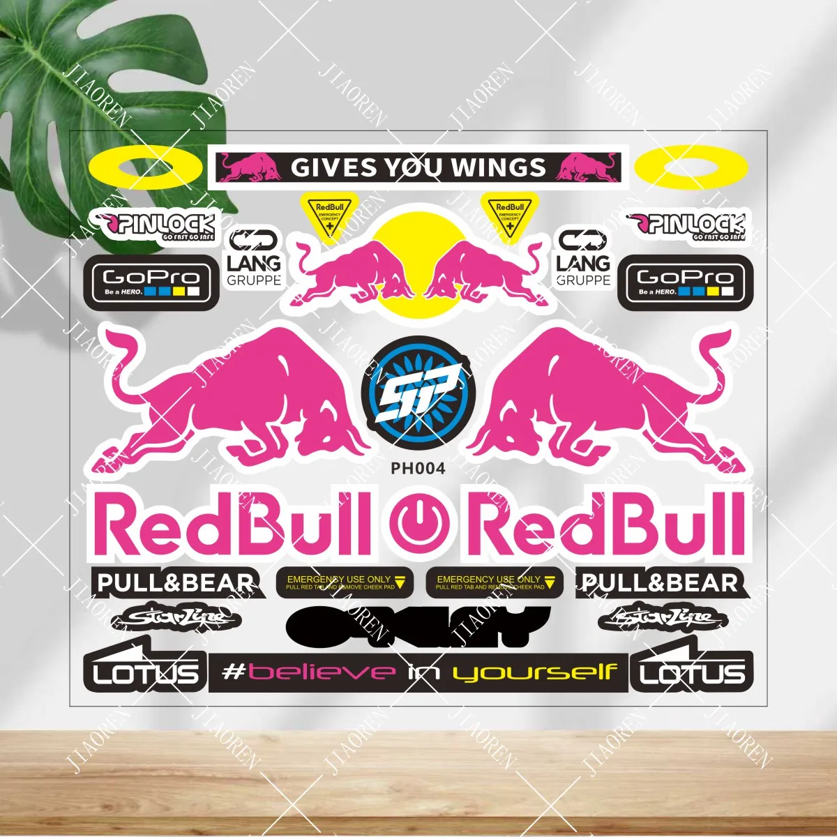 

Мотоциклетные наклейки на шлем Red Bull Declas с розовым логотипом