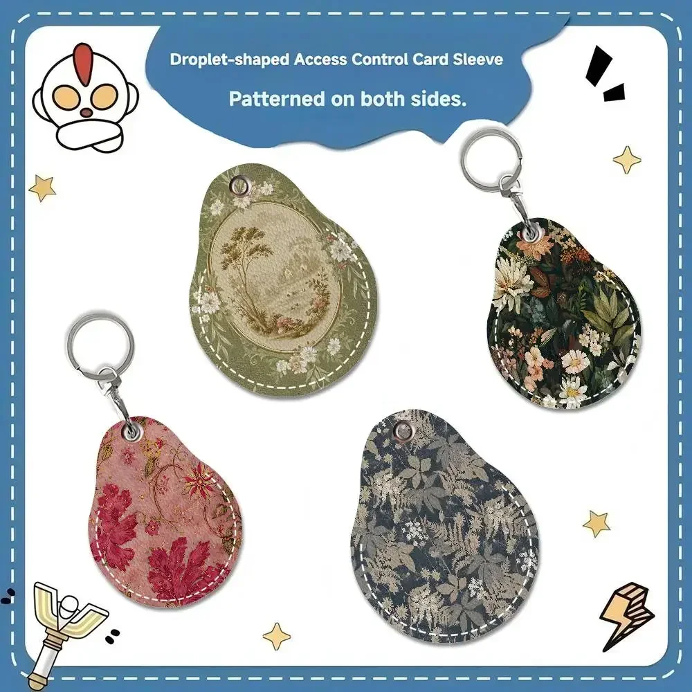 European Vintage Flower New Key Holder PU Leather Key Pouch Slim Housekeeper Key Access Entrance Guard Card Protecter Holder
