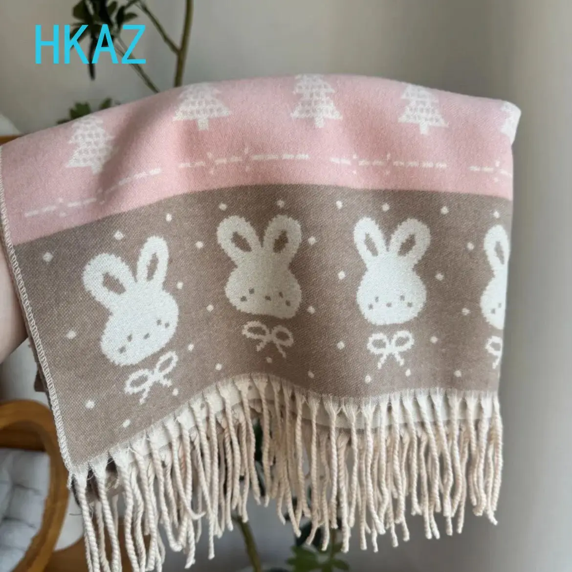 Winter New Scarf Jacquard Sweet and Cute Girls Korean Style Tassel Thickened Shawl Warm Versatile Student Fashion Scarves