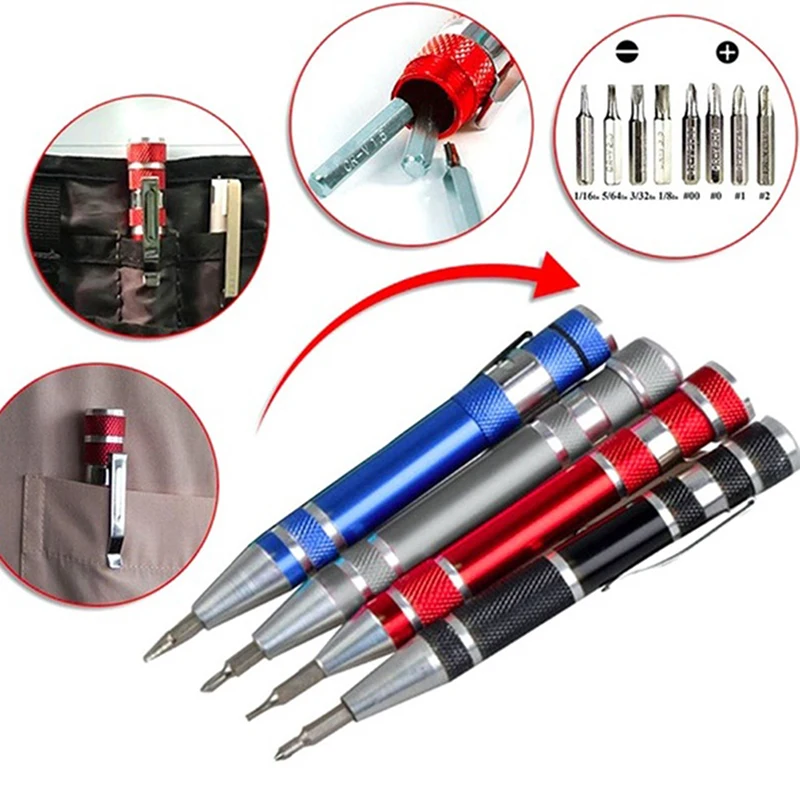 Multifunction 8 In 1 Pocket Precision Mini Screwdriver Pen Repair Hand Tools Kit Eight in one multifunctional screwdriver