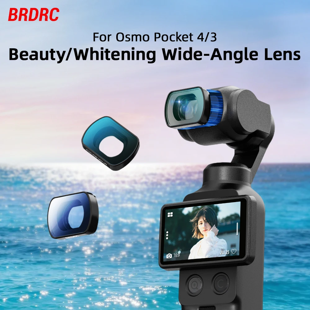 

112°ultra Wide Angle Lens Natural Whitening Filter Magnetic Mount Optical Glass Anti-dust Lens For Dji Pocket 4 /3 Camera