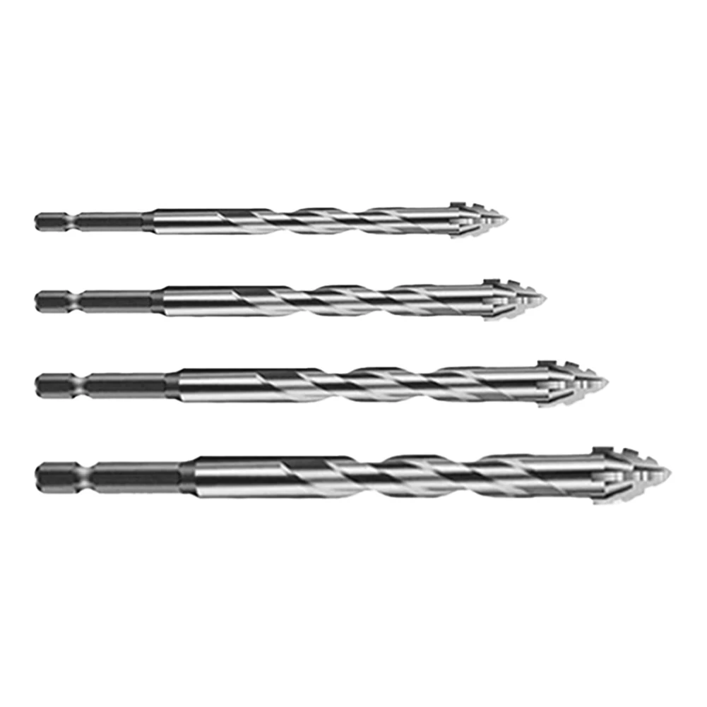 4pcs Four-Edged Serrated Eccentric Drill Bit Set High Hardness Hexagonal Simple Installation Multifunction Skewed Head Drill Bit