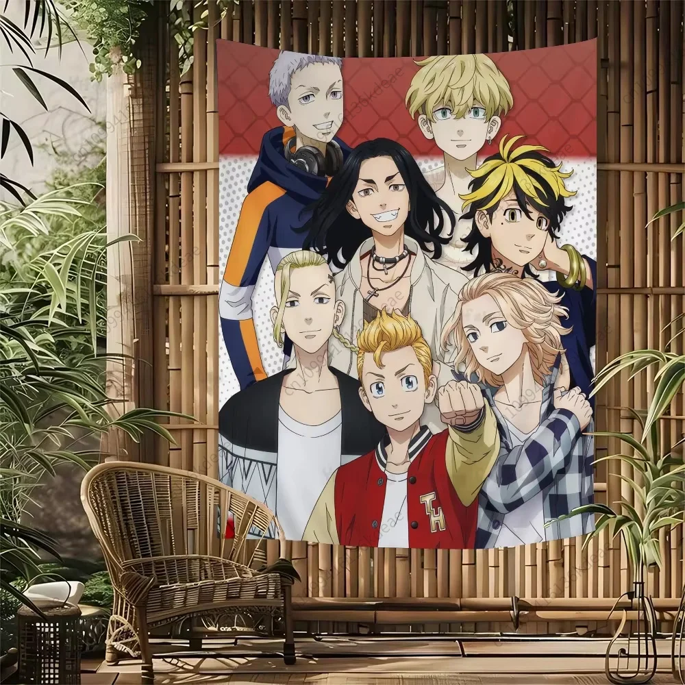 Anime Tapestry Tokyo Revengers Graphic Japan Wall Tapestries Headboard Aesthetic Bedroom Decor Background Cloth Banners Decor