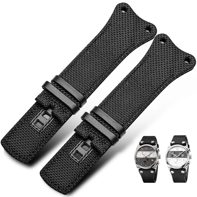 For CK Waterproof Leather with Tool Watch Strap Substitute CK Breathable Canvas Nylon K4b374b6 K4b371b3 30mm Dedicated Watchband