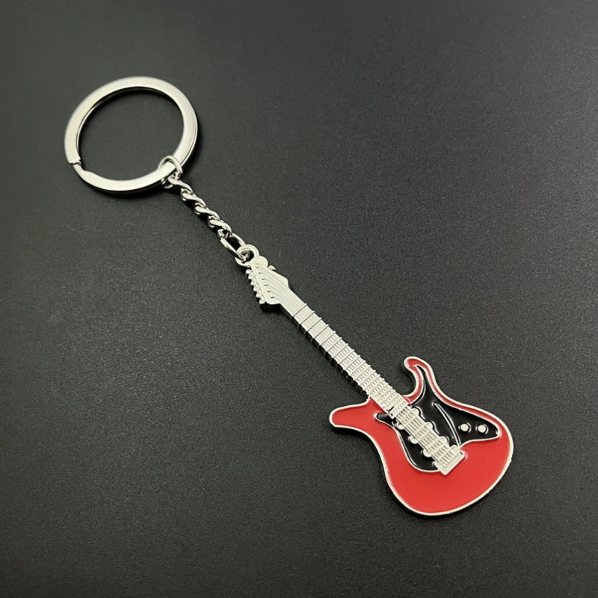 Creative Mini Musical Instruments Guitar Keychain Multi-Color Rhinestone Keyring Women Men Car Handbag Phone Case Pendent Gift image 4