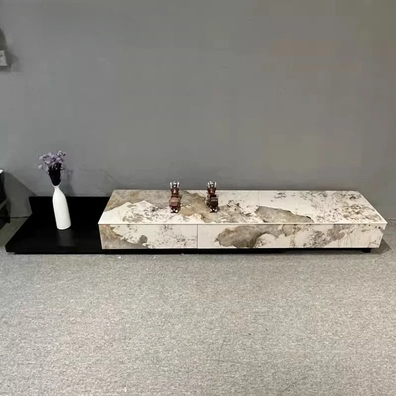 

FG17Italian Style Light Luxury Rock Board TV Cabinet Small Apartment Living Room Modern Minimalist Customizable TV Floor Cabinet