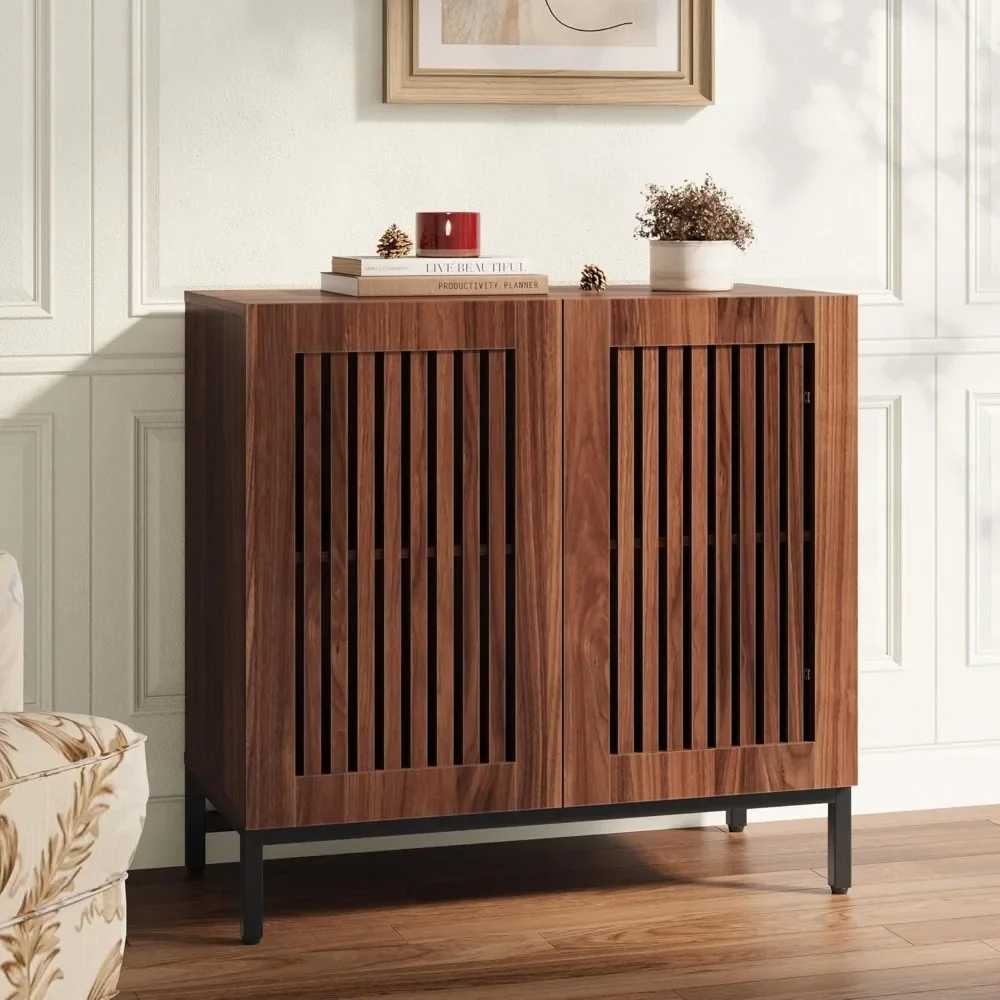 

Buffet Sideboard Cabinet with Louvered Doors & Adjustable Shelf, Wood Storage Cabinet for Kitchen, Dining Room, Living Ro
