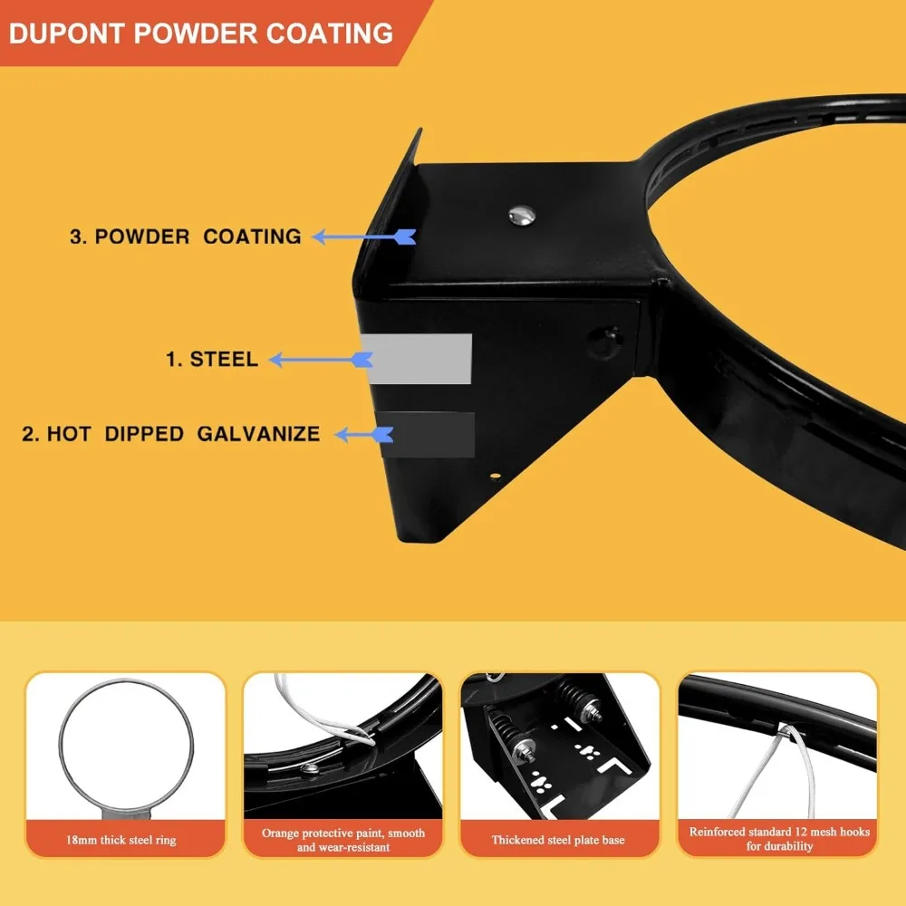 Robuuste 18-inch basketbalrand met 5/8 inch stalen flex-ring - professionele kwaliteit, officiële gamestandaard, geschikt voor de meeste palen