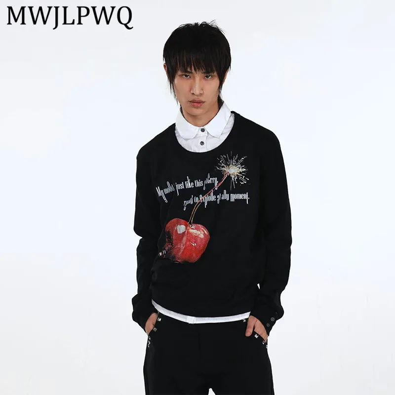 

Мужской свитер-двойка в уличном стиле MWJLPWQ с отложным воротником, длинным рукавом, в стиле хип-хоп, с буквенным принтом, свободный повседневный топ, весна-осень 2026, 14563