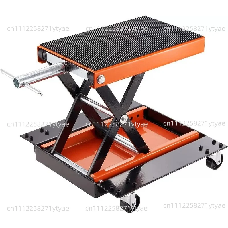 500kg Motorcycle Lift ATV Scissor Jack Dolly 1100 lbs Wide Deck & Hand Crank motorcycle lift stand With 4 casters under the tray
