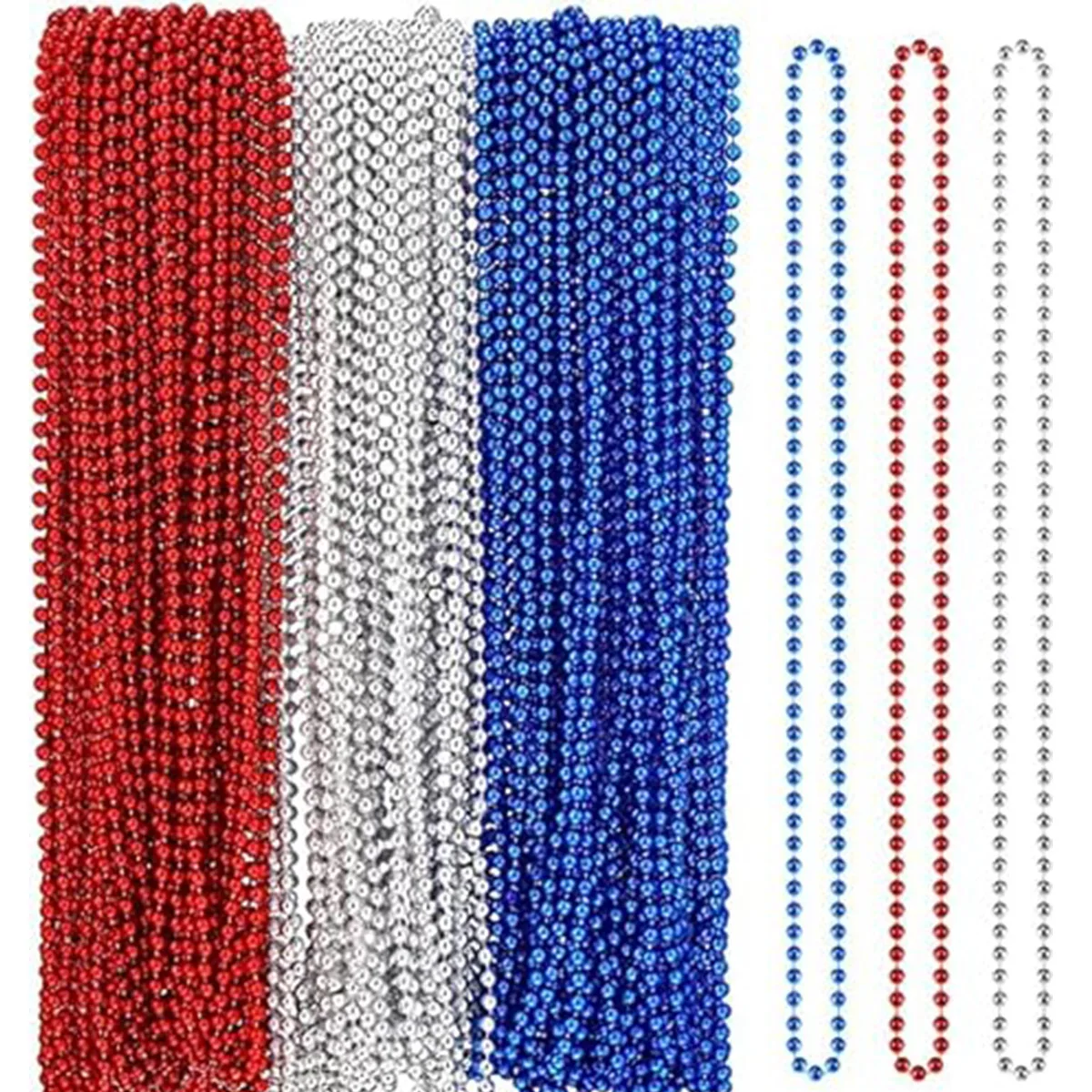24szt Mardi Gras 7 mm Naszyjniki z koralików Naszyjnik kostiumowy na imprezy i imprezy Nowość Metaliczne kolory Naszyjniki z koralików imprezowych