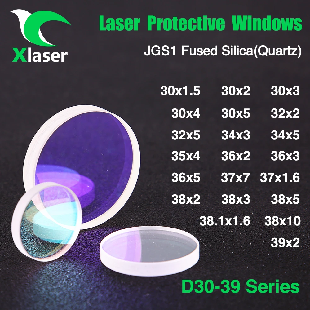 Xlaser Fiber Laser Protective Windows Espelhos de Lente para Raytools Wsx Precitec Fiber Laser Head Dia 30 34 35 36 37