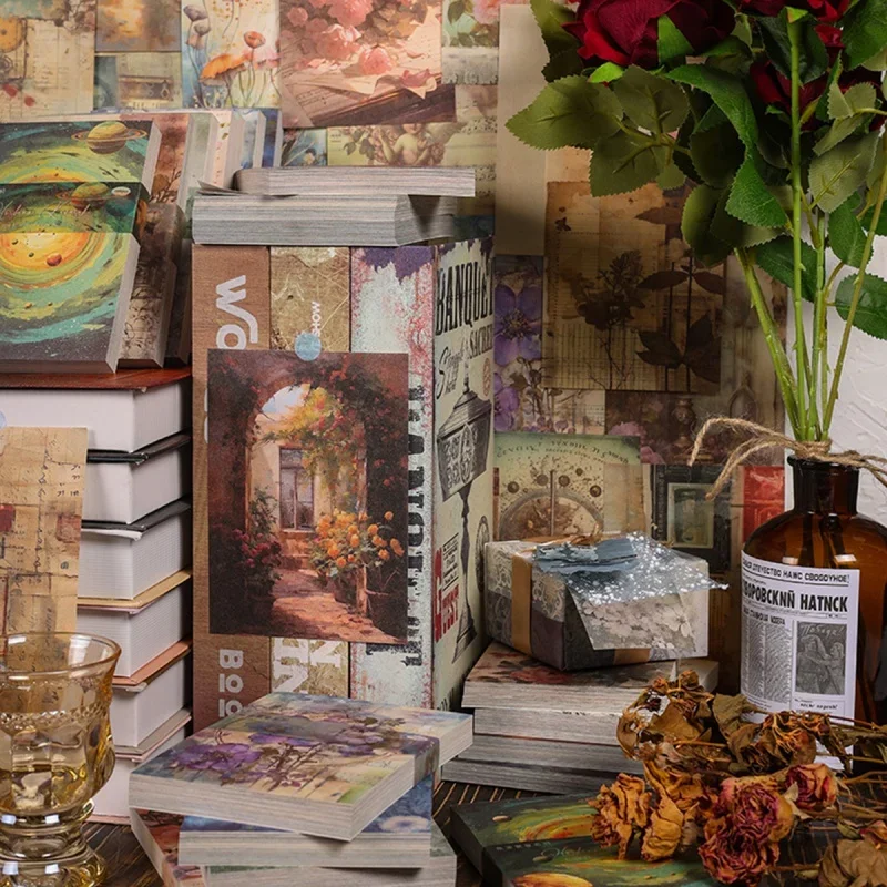 Mr. paper-装飾的なスクラップブック、花、日没、カード、メッセージの背景、フォトフレーム、100枚/本