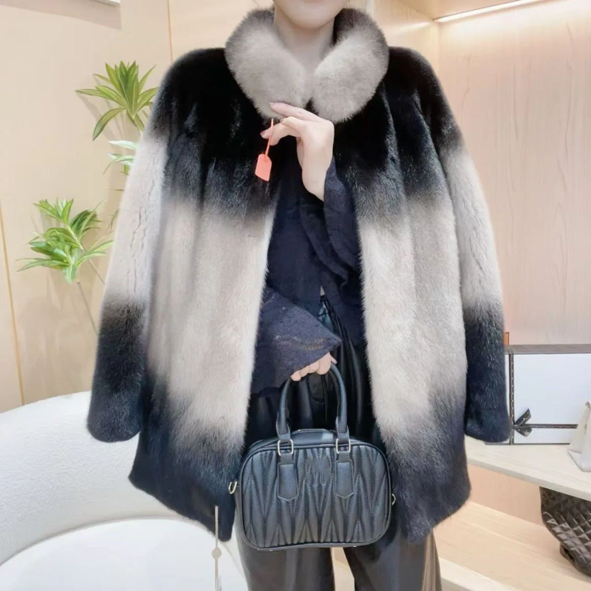 Winter Faux Fur Jacket High Quality Middle-aged Elderly Mothers Fashion Stand Collor Thicken Warm Fur Overcoat Mink Fur Coat 4XL