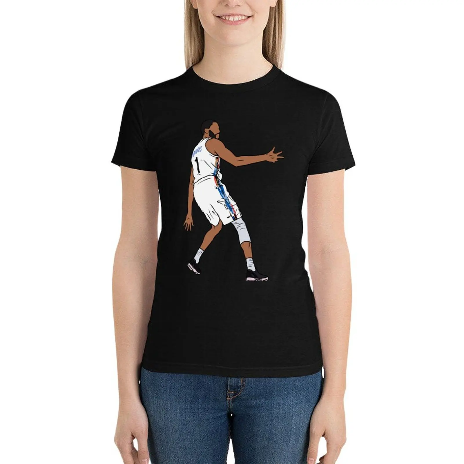 Mikal Bridges 3 Point Celebration (Brooklyn) T-Shirt korean fashion Female clothing spring clothes Women 2024