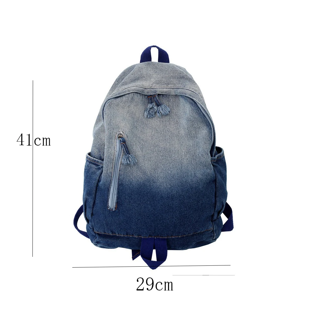 Nieuwe Grote Capaciteit Denim Rugzak Gepersonaliseerde Naam Denim Canvas Rugzak Meisjes Jongens Cadeau Tas Custom Geborduurde Naam Schooltassen