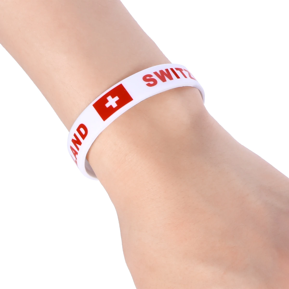 

6 pcs Silicone Wristbands Country Flag Bracelet Sports Game International Match Comfortable Durable One Size Switzerland Design