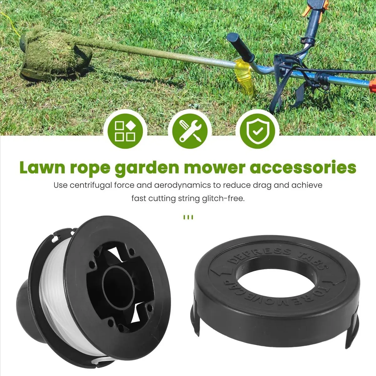 RS-136 String Trimmer Spool Line Replacement for BLACK+DECKER 20Ft 0.065Inch Weed Eater Spool with Cap Spring