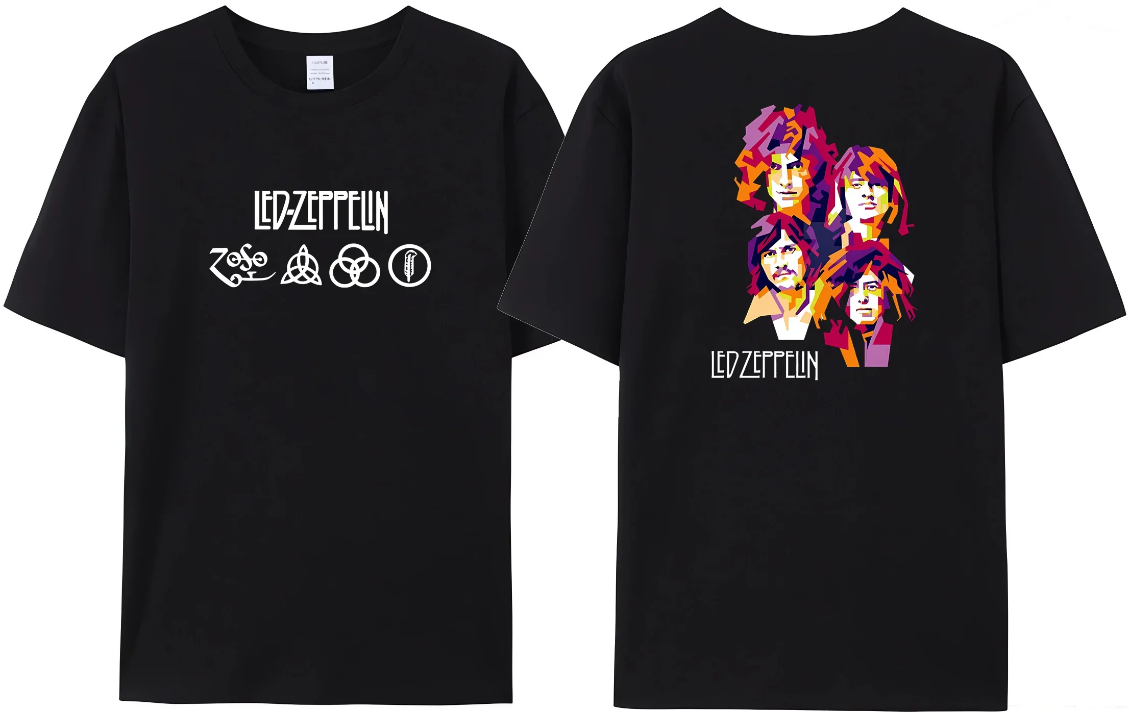 High quality rock band T-shirt Led retro simple Harajuku Zeppelin cotton T-shirt printing four seasons comfortable tee