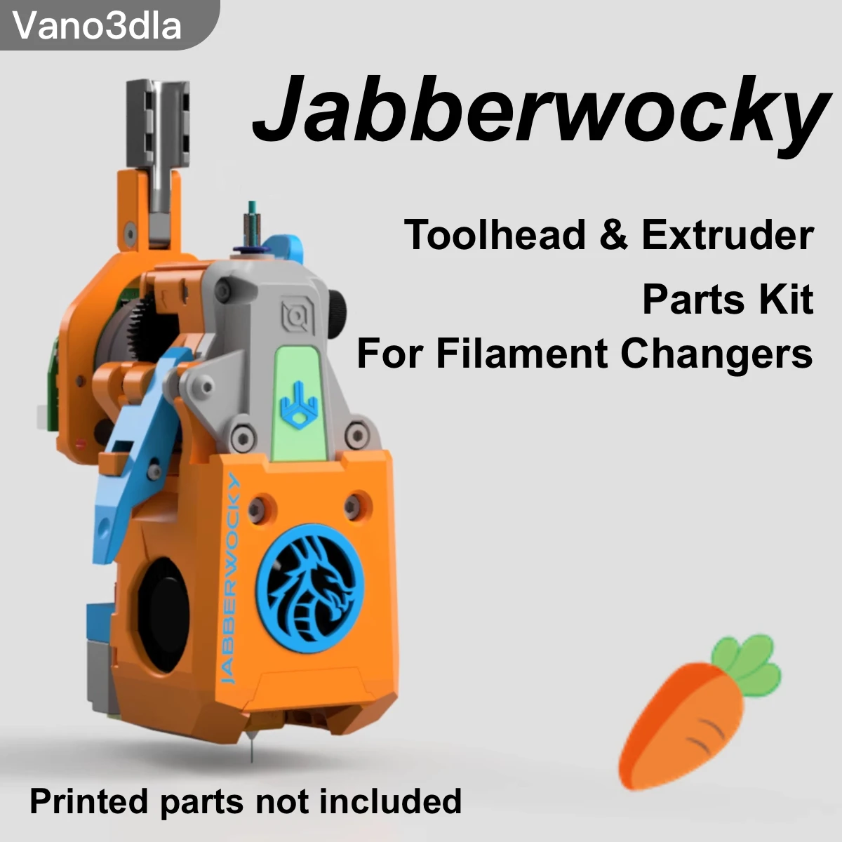 Vano3dla Jabberwocky JBW Kit Tête d'outil complète avec coupe-filament et extrudeuse pour imprimantes 3D et configurations multi-filament
