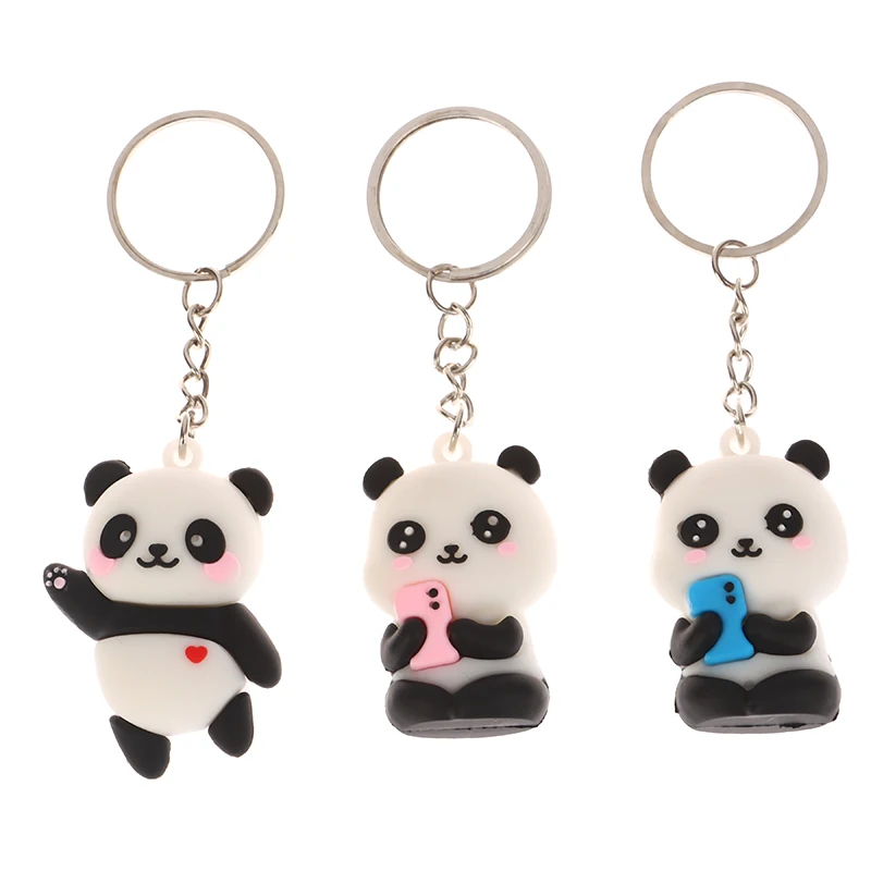 1Pc Women's Fashioon Cartoon Panda Pendant Couple Keychain Resin Car Bag Key Ring Gift Lovely Panda Keychain Jewelry Accessories