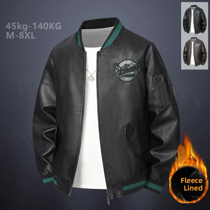 

High-End eepskin Leather Jaet Men's Autumn Winter Military Workwear Embroidered Biker Large Size Leather Jaet Coat