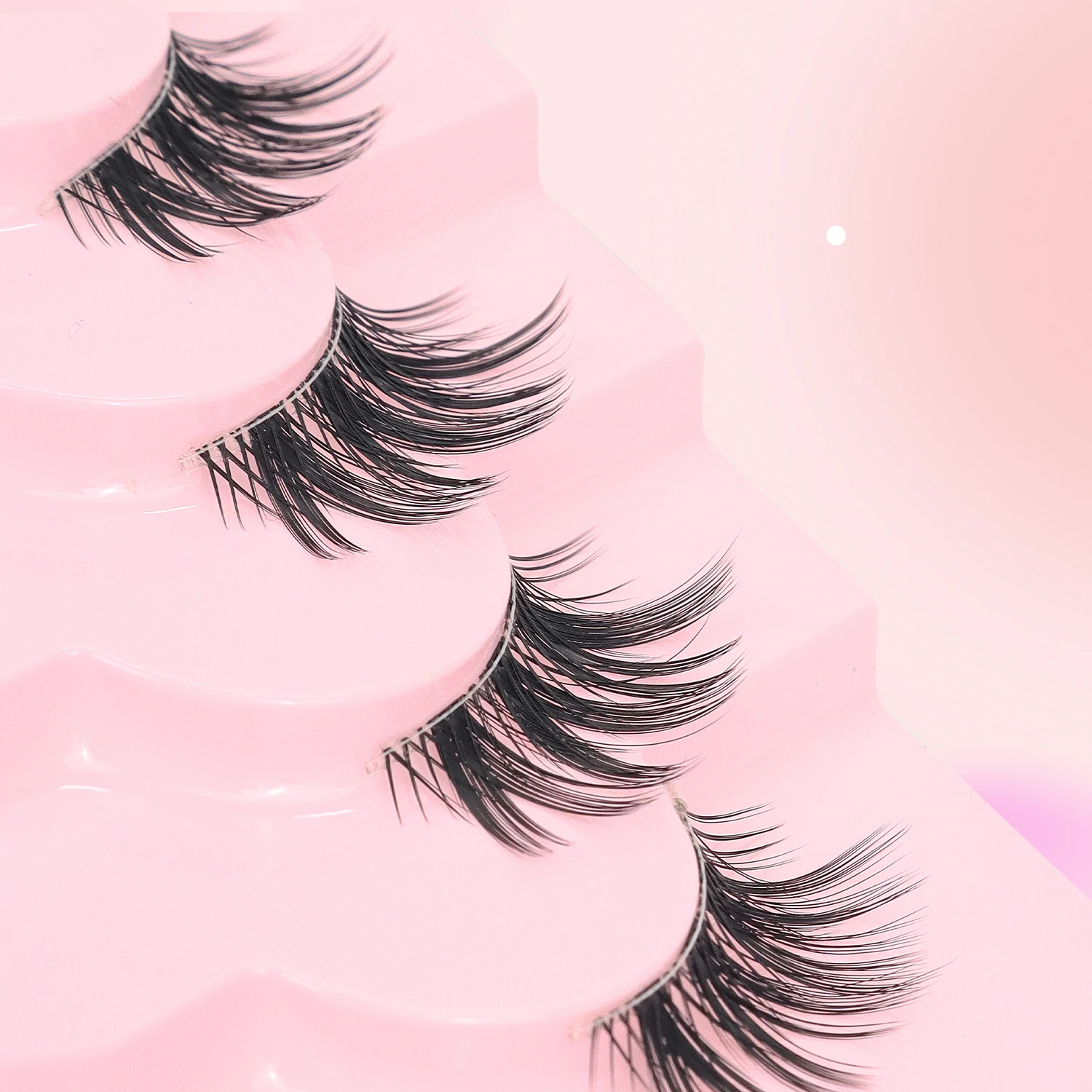 Half False Eyelashes Naturally Curled Transparent Strip Eyelashes Soft and Fluffy V-shaped 7-Pair Set Eyelashes