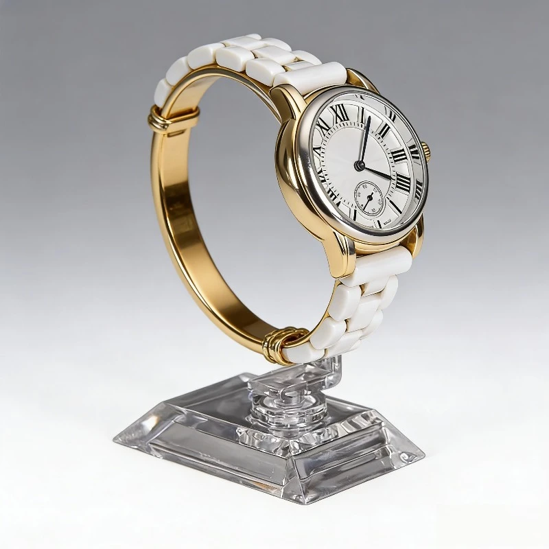 Clear Acrylic C-Ring Display Stand for Watch Bracelet Countertop - Space Saving Transparent Prop for Jewelry Retail Showcase