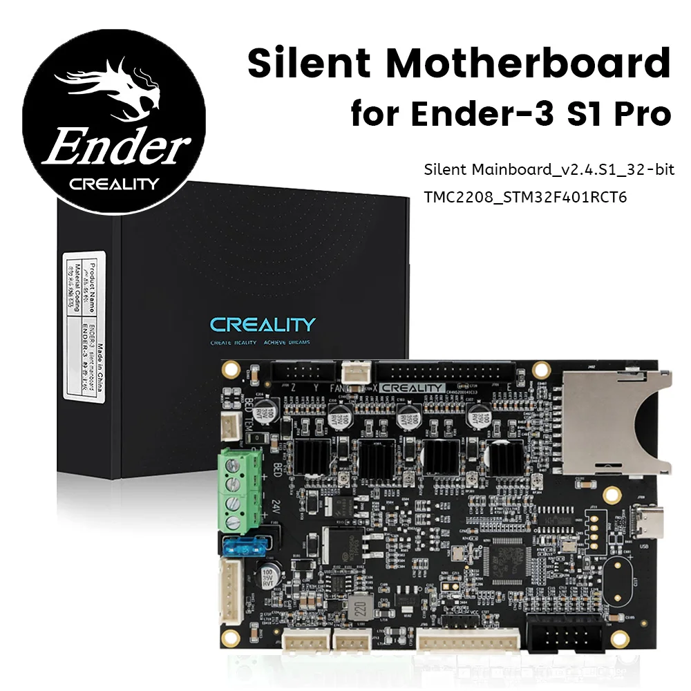 

Creality Ender-3 S1 Pro Silent Mainboard Kit 32 Bit V2.4.S1 3D Printer Parts Upgraded High Performance TMC2208 STM32F401RCT6