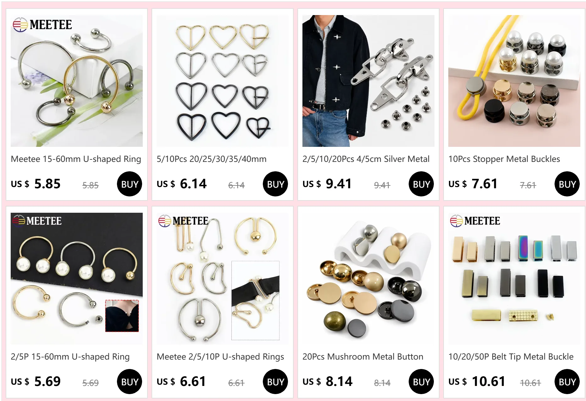 Meetee 15–60 mm U-förmige Ringschnalle, doppelköpfige Schraube, Metallschnallen, Kragen, Badebekleidung, dekorativer Verschluss, Schuhhaken, Nähzubehör – Detail 1