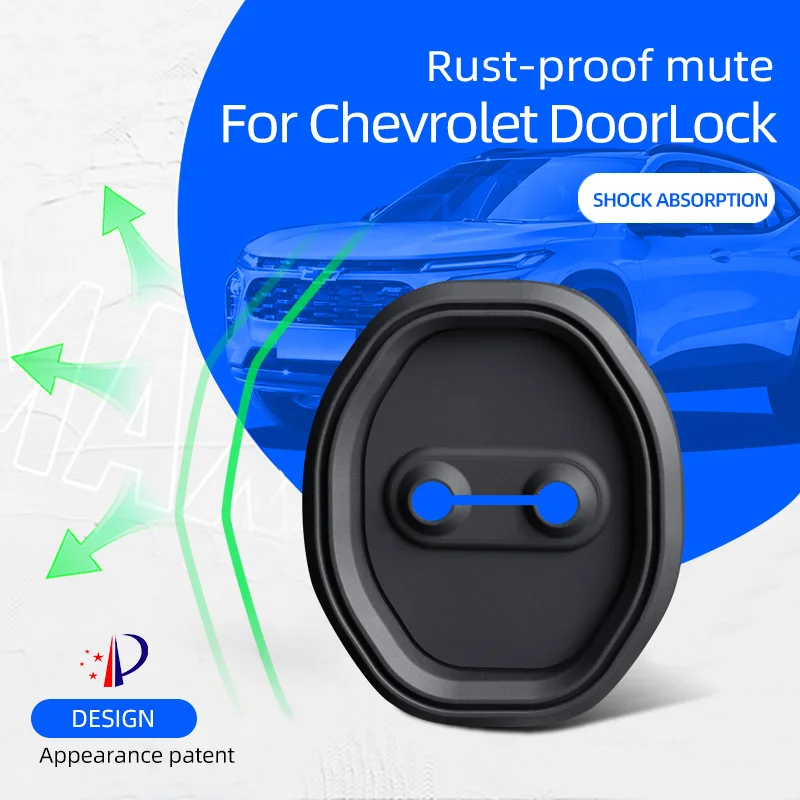 4Pieces Black Silicone Door Lock Buckle Protective Cover Shock Pad for Chevrolet Monza Malibu XL Suburban 2019 2020