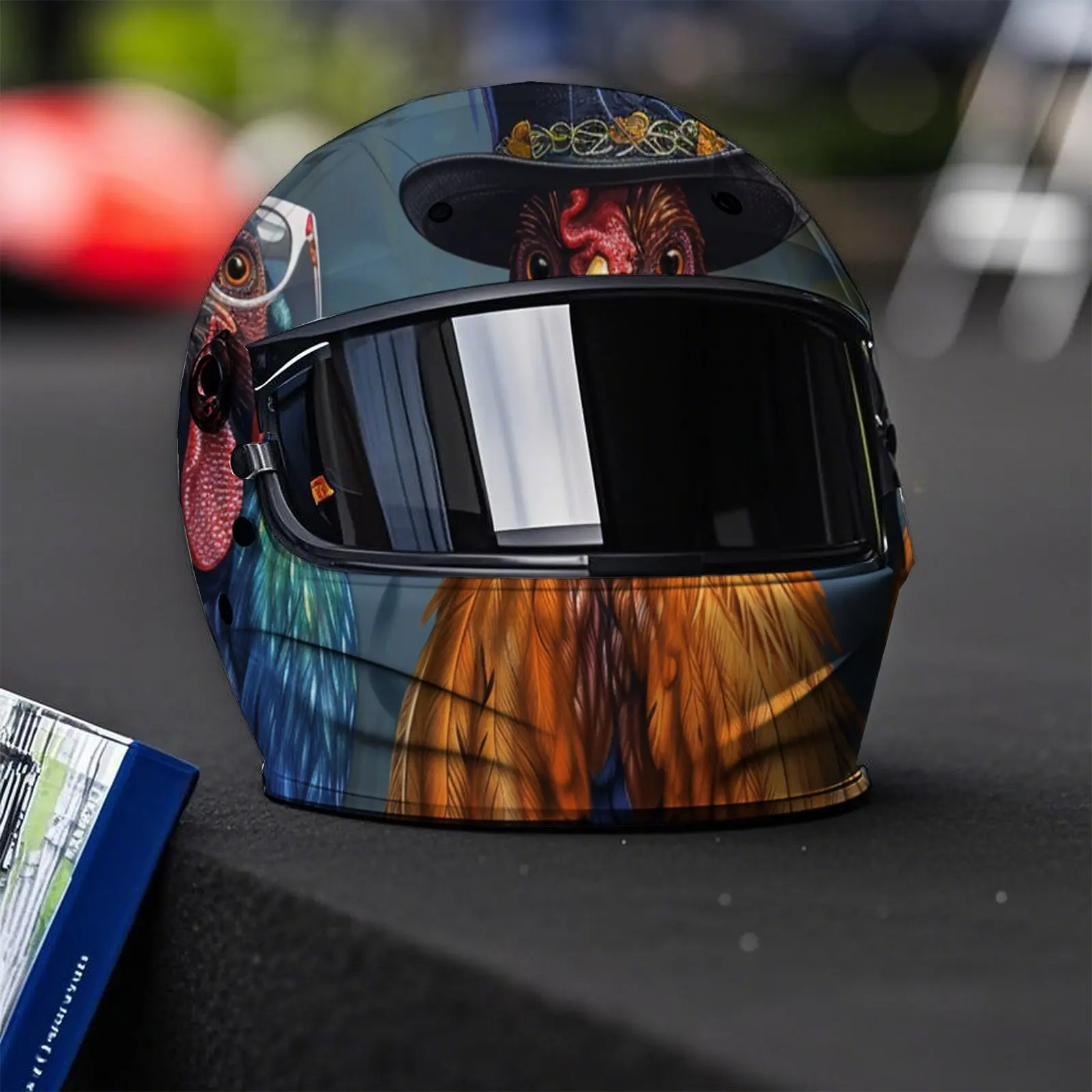 Dreamy Color - ملصق لف من الفينيل لخوذة الوجه بالكامل على شكل مجموعة الديك، مادة PVC متينة، ملصق رسم فني جمالي #6