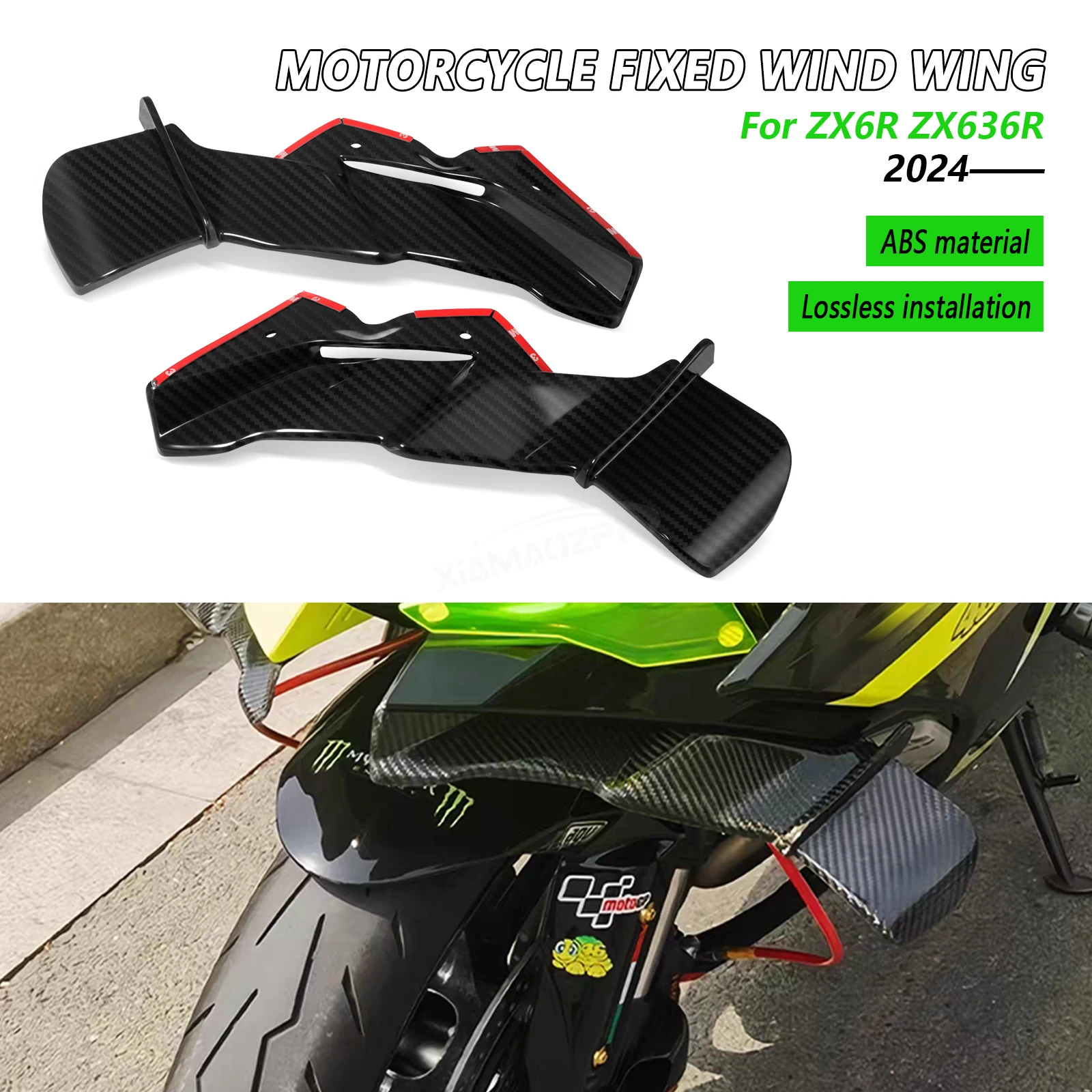

New Motorcycle front lip spoiler wing fairing front small wing modification accessories For ZX-6R ZX6R ZX636 ZX-636 2024-2025