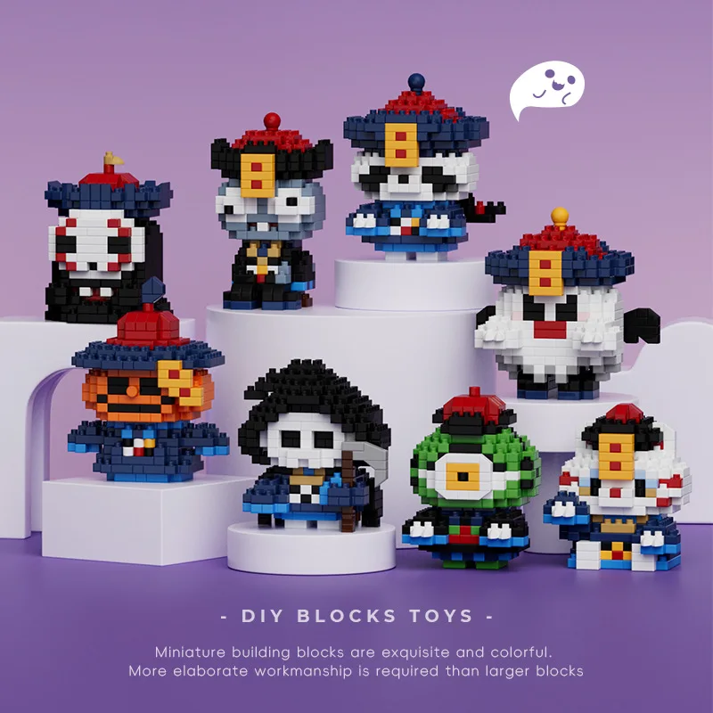 Halloween China Skeleton Zombie Micro Diamond Block Ghost Monsters Nanobrick Construction Model Building Brick Toys For Gifts