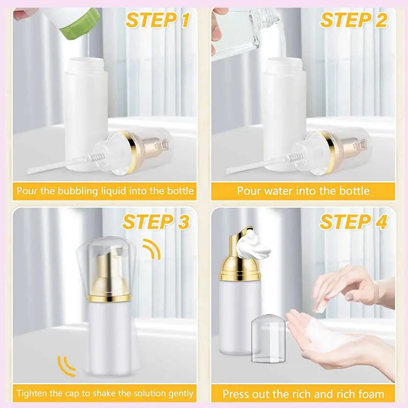 

B25B 20 Pieces 60ML Plastic Travel Foaming Soap Dispenser Mini Empty Foaming Liquid Soap Pump Bottles Lash Cleanser Bottles
