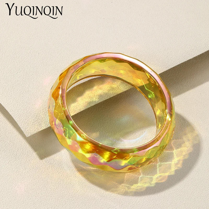 Trendy Colorful Wide Geometric Cuff Bangle Bracelets for Women Korean Round Resin Acrylic Bangles Charms Vintage Jewelry Gifts