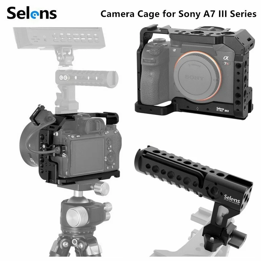 Selens – poignée supérieure pour appareil photo, chaussure froide a7iii a7r3 a7m3, Cage pour Sony A7RIII /A7III/A7III, Cage en alliage d'aluminium, accessoires de photographie