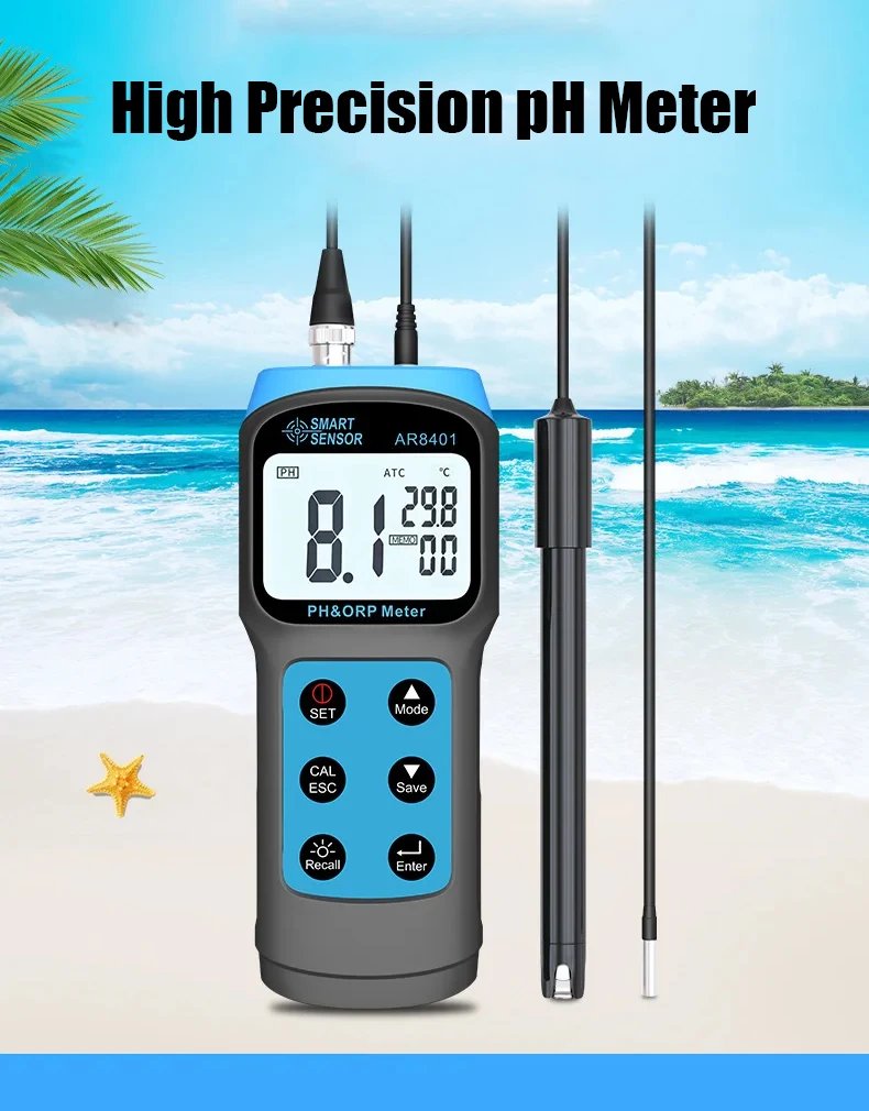 Smart Sensor AR8401 Split Type Digital Display High Sensitivity pH Meter Industrial Real Water pH Detector