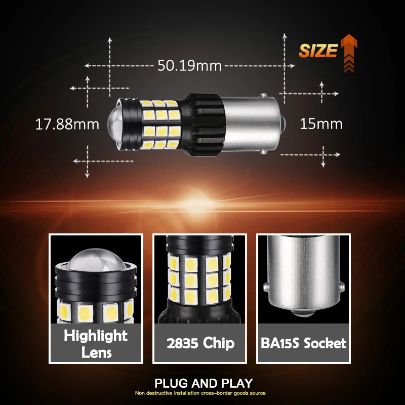 OBOLED 10x Ba15s P21w Led 1156 Bau15s Bulb 2835 SMD Canbus 1157 Led Bay15d P21/5w Car Turn Signal Lamp Brake Tail Backup Lights