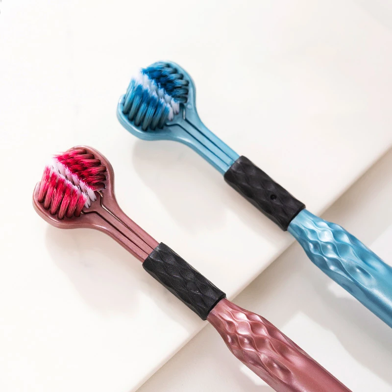 3-Sided Toothbrush for Comprehensive Cleaning | Ideal Angle Design | Raised Tongue Coating Brush | 2-Pack | Soft Bristles for Ge