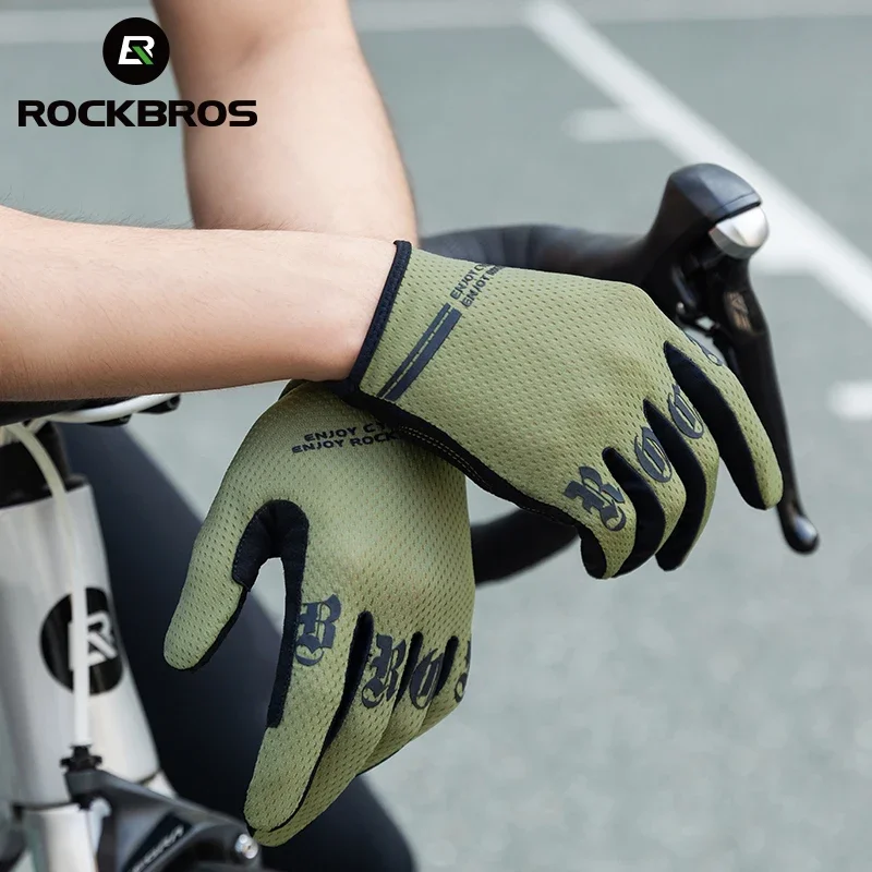 ROCKBROS Cycling Gloves Women Men Breathable Non-slip MTB Road Bike Gloves Touch Screen 3 Seasons Sports Bicycle Training Glove