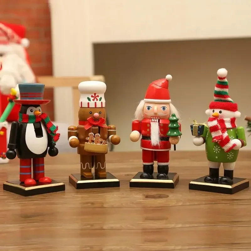 

16cm Nutcracker Man Figurines Christmas Nutcracker Wooden Statue Santa Claus Cakemaker Window Study Living Room Decorations