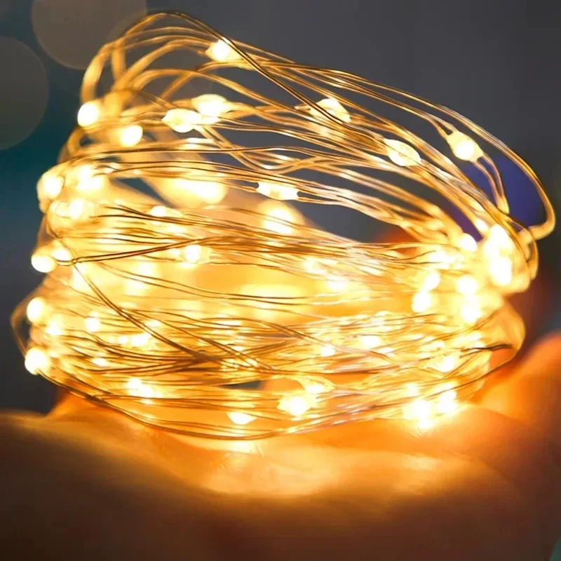 100/2M Copper Wire LED String Light USB/Battery Operated Garland Fairy Lighting Strings Christmas Wedding Festival Decoration