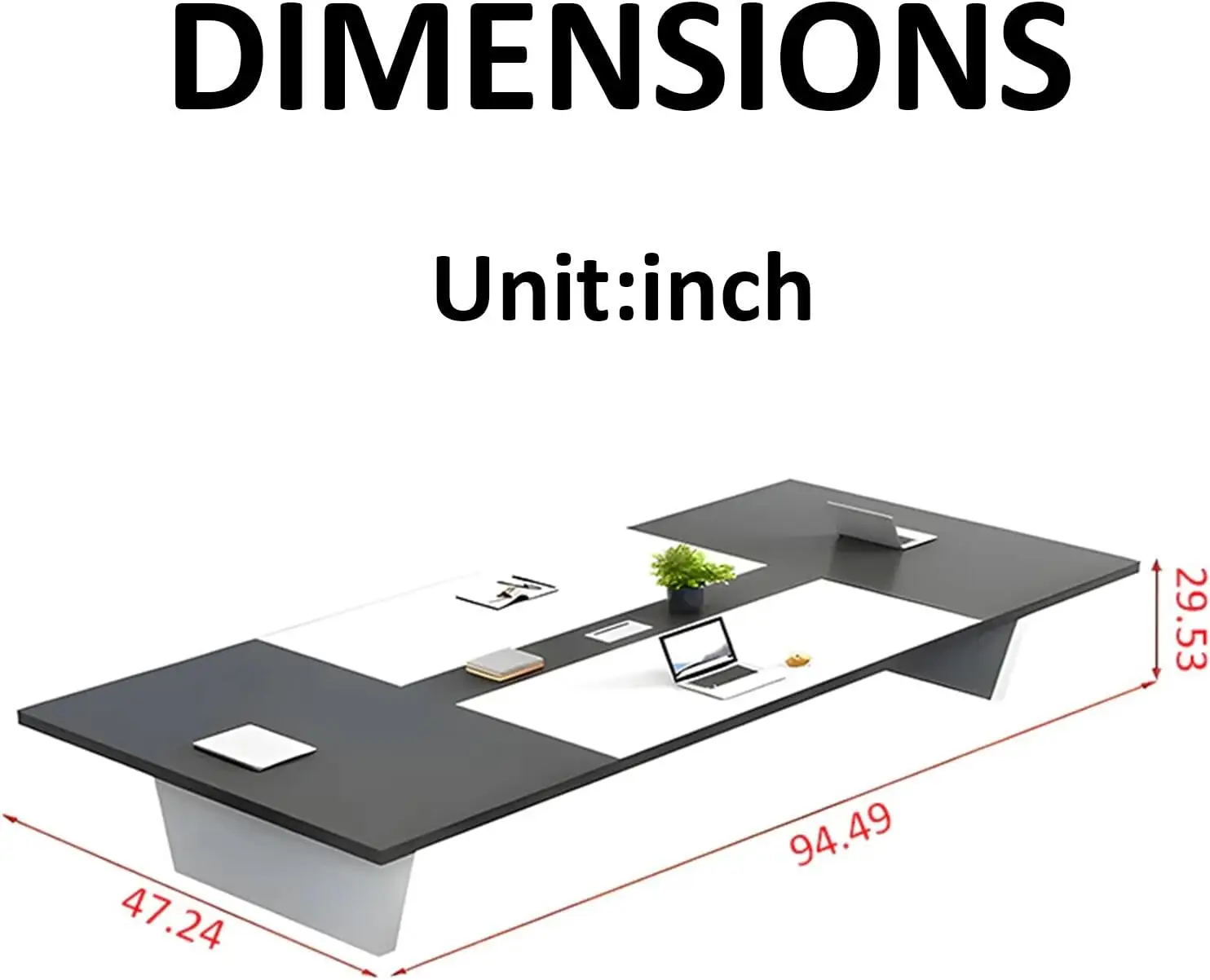 Conference Table Rectangular Meeting Room Table Seminar Study Writing Printer Desk no Chair for Office118.11