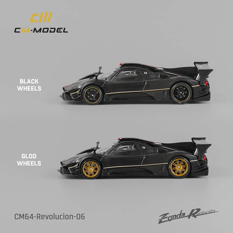 CM 1:64 Pagani Zonda R Black all-carbon alloy car mold Collection gift includes 1 set of wheels