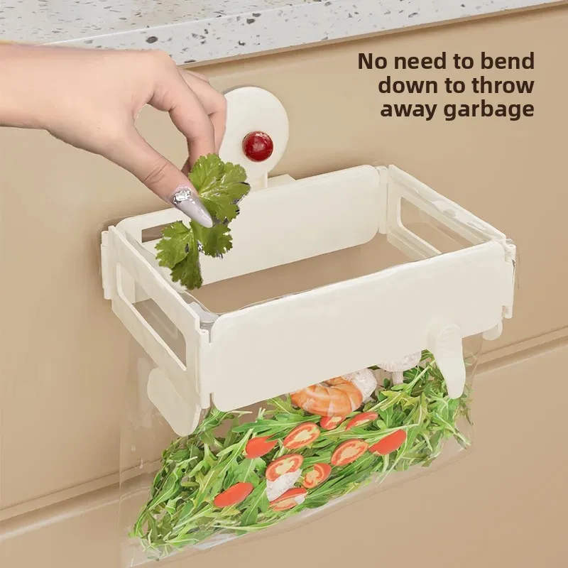 

for Cabinets Home Use Foldable Suction Cup Kitchen Bathroom Plastic Bag Holder Rack Waste Bin Stand Storage Organizer